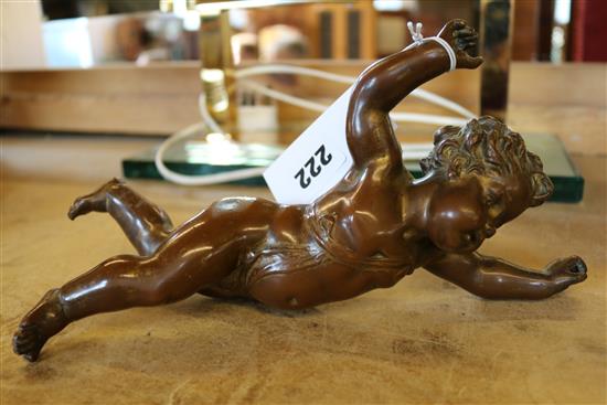 Bronze figure of winged cherub
